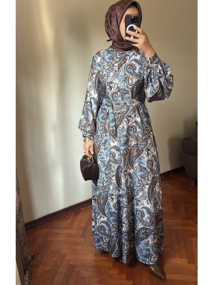 Otantik Elbise Kahve/Mavi