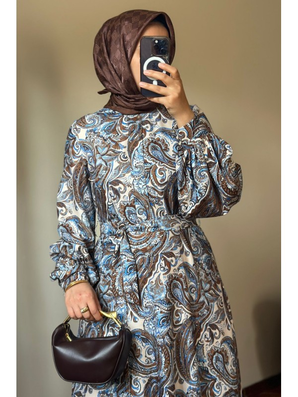 Otantik Elbise Kahve/Mavi