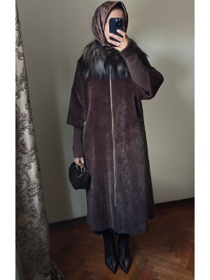 Kürklü El İşi ve Triko Detaylı Angora Kaban