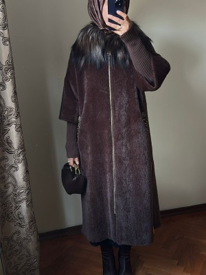 Kürklü El İşi ve Triko Detaylı Angora Kaban