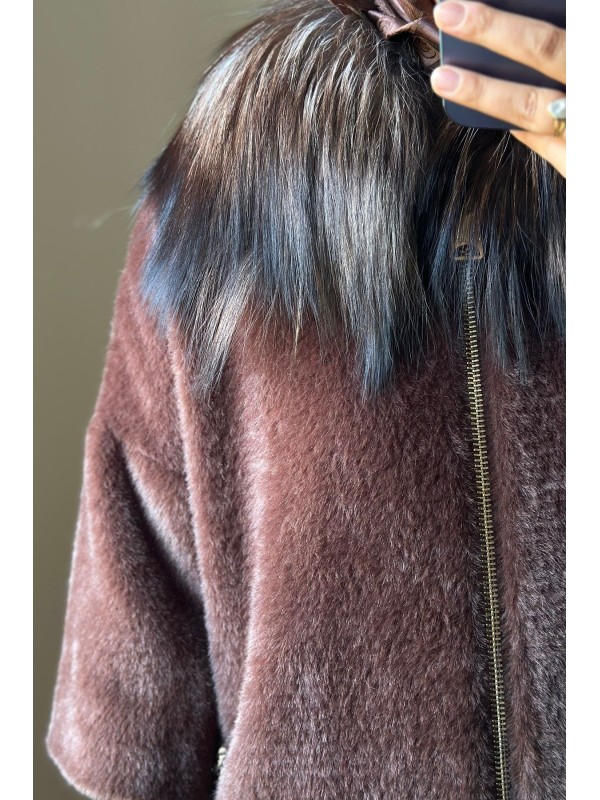 Kürklü El İşi ve Triko Detaylı Angora Kaban