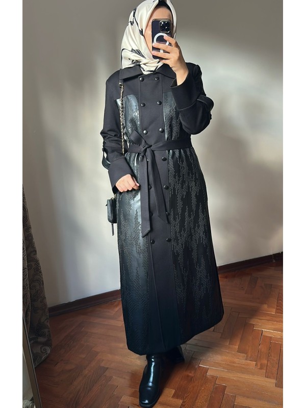 Yeni Sezon Deri Detaylı Pardesü 1581