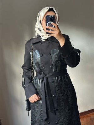 Yeni Sezon Deri Detaylı Pardesü 1581