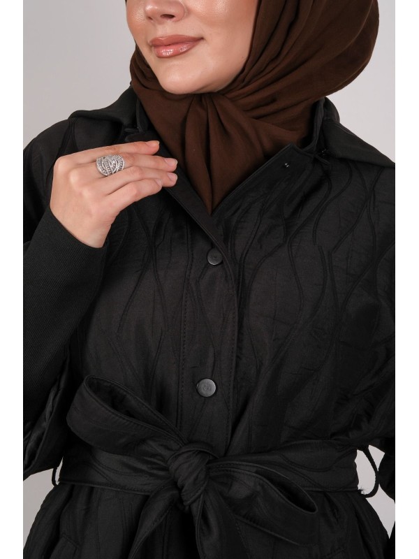 Ribana Detaylı Kapitone Kap 836 Siyah