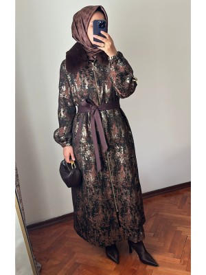 Kürklü Pardesü 1596 Kahverengi