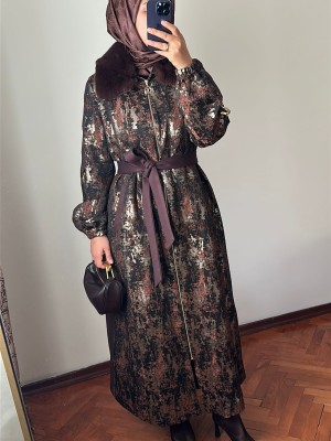 Kürklü Pardesü 1596 Kahverengi