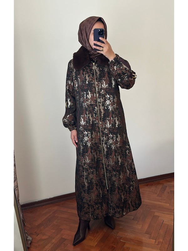 Kürklü Pardesü 1596 Kahverengi