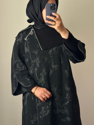 Triko Detaylı Panço Siyah