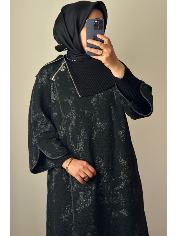 Triko Detaylı Panço Siyah