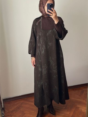 Triko Detaylı Panço Kahverengi