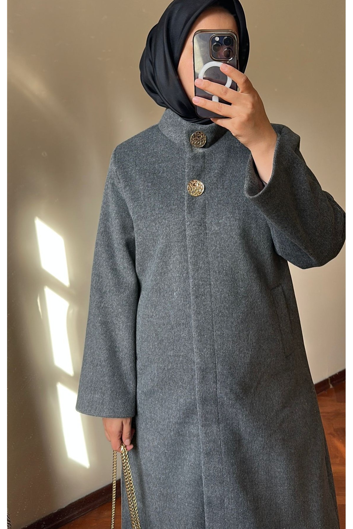 Kaşe Kaban Gri