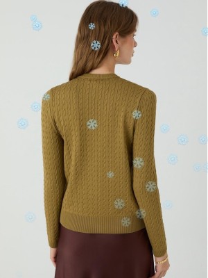 Düğmeli Hırka Yağ Yeşili