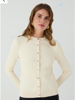 Düğmeli Hırka Ekru