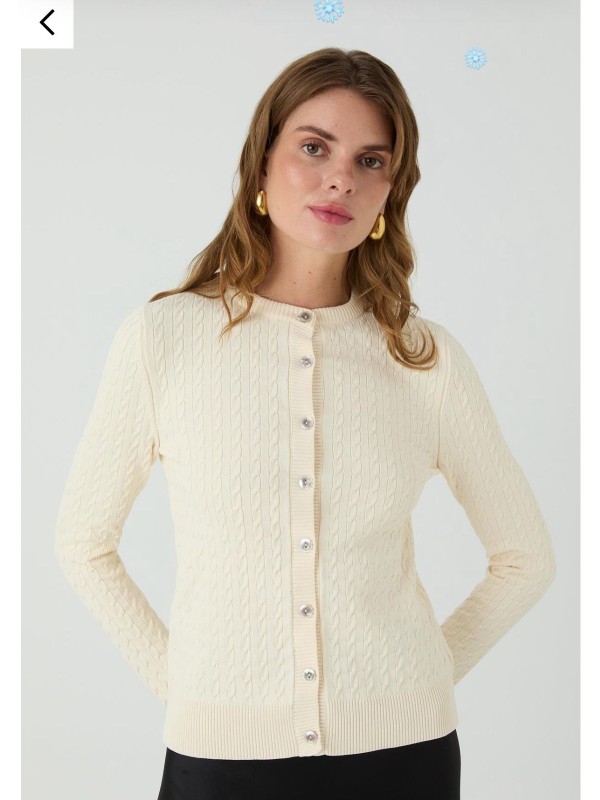 Düğmeli Hırka Ekru