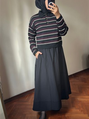 Nervürlü Etek Siyah