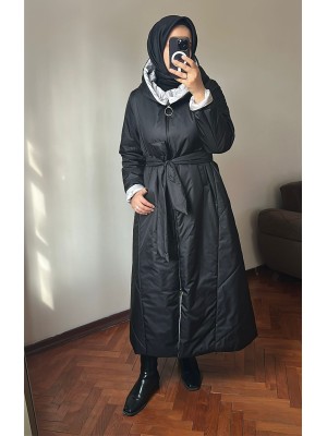 Kapüşonlu Mont Siyah