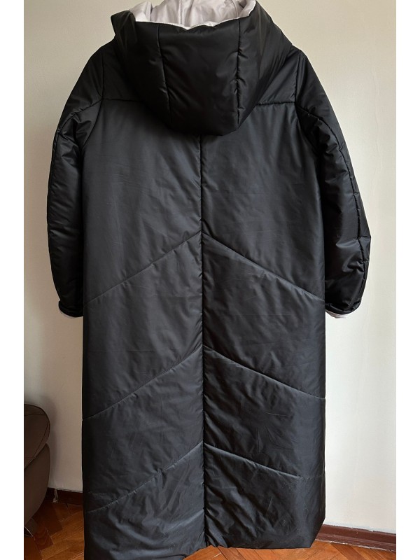 Kapüşonlu Mont Siyah