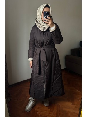 Kapüşonlu Mont Kahverengi