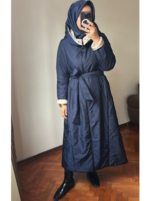 Kapüşonlu Mont Lacivert