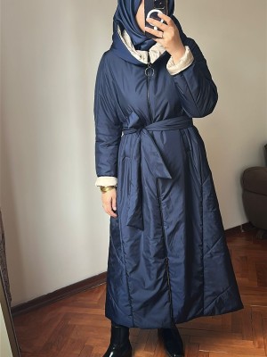 Kapüşonlu Mont Lacivert