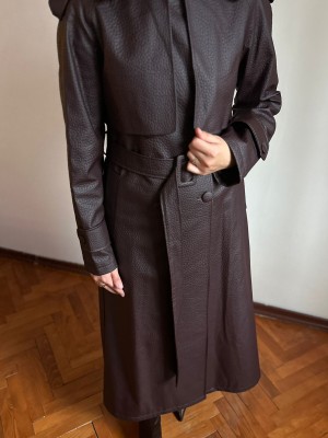 Deri Trençkot Mürdüm