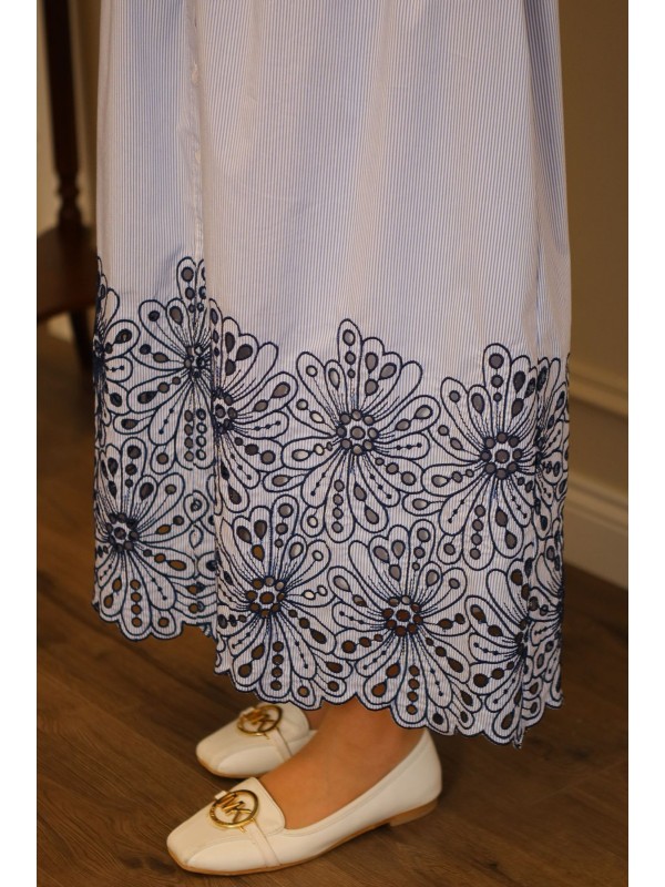 Exquise Dantel Detaylı Elbise Mavi