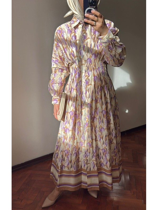 EQUISE Desenli Düğmeli Elbise