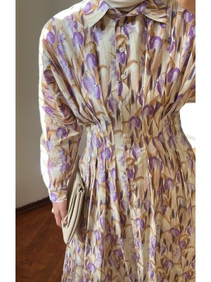 EQUISE Desenli Düğmeli Elbise