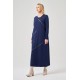Şerit Detaylı Rayon Elbise Lacivert