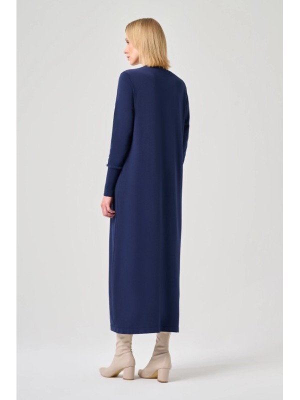 Şerit Detaylı Rayon Elbise Lacivert