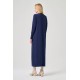 Şerit Detaylı Rayon Elbise Lacivert