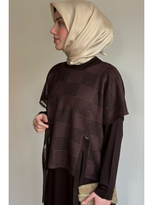 File Detaylı Spor Elbise Kahverengi