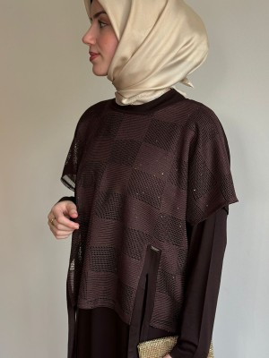 File Detaylı Spor Elbise Kahverengi