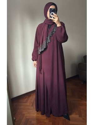 Bordo Namaz Elbisesi Takım