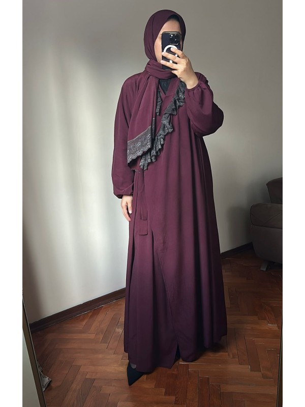 Bordo Namaz Elbisesi Takım