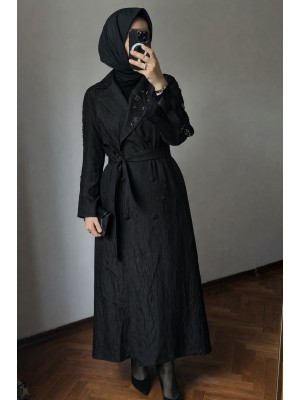 İşleme Detaylı Jakar Kap Siyah