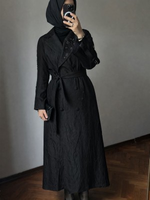 İşleme Detaylı Jakar Kap Siyah