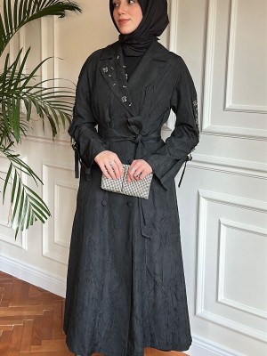 İşleme Detaylı Jakar Kap Siyah