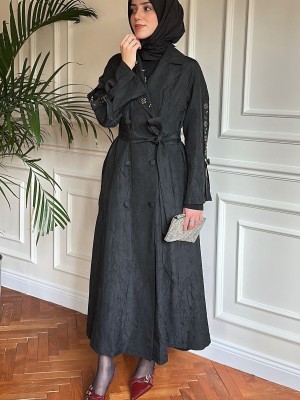 İşleme Detaylı Jakar Kap Siyah