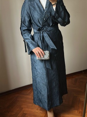 İşleme Detaylı Jakar Kap İndigo