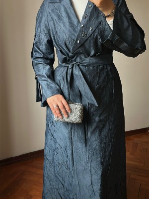 İşleme Detaylı Jakar Kap İndigo