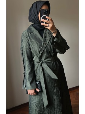 İşleme Detaylı Jakar Kap Haki