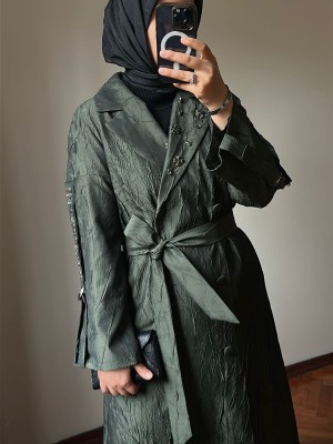 İşleme Detaylı Jakar Kap Haki