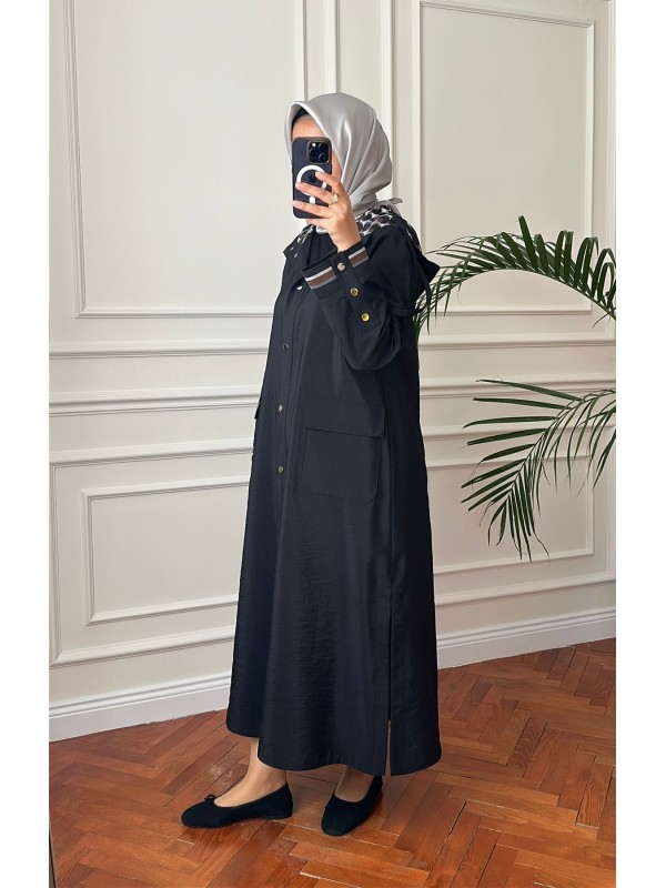 Yazlık Rahat Trençkot Siyah