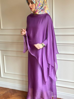 İpek Elbise Lila