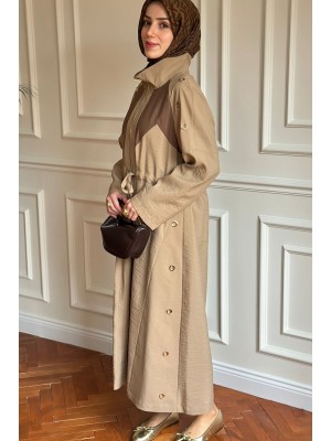 Zımba Detaylı Trençkot Bej