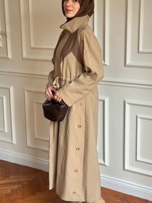 Zımba Detaylı Trençkot Bej