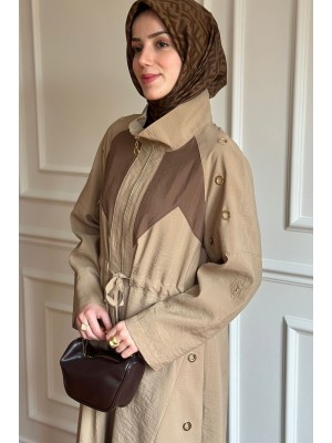 Zımba Detaylı Trençkot Bej
