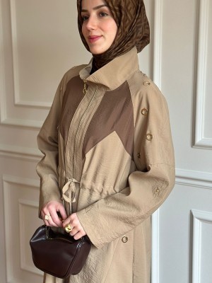 Zımba Detaylı Trençkot Bej