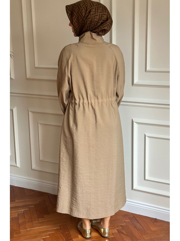 Zımba Detaylı Trençkot Bej